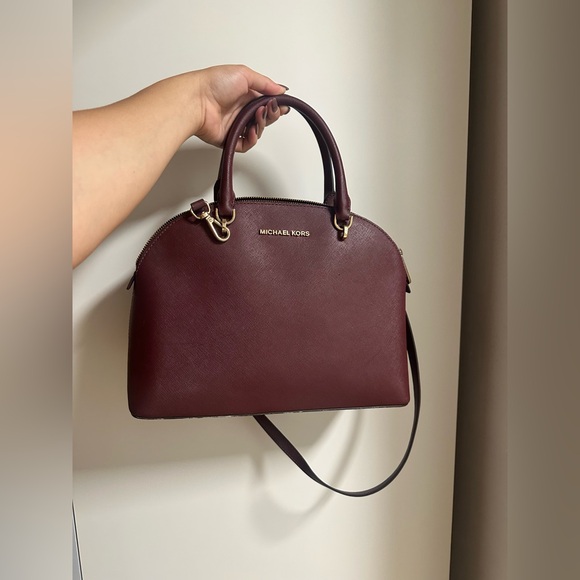 Michael Kors Dark Red Satchel with Gold Accents - Picture 1 of 2